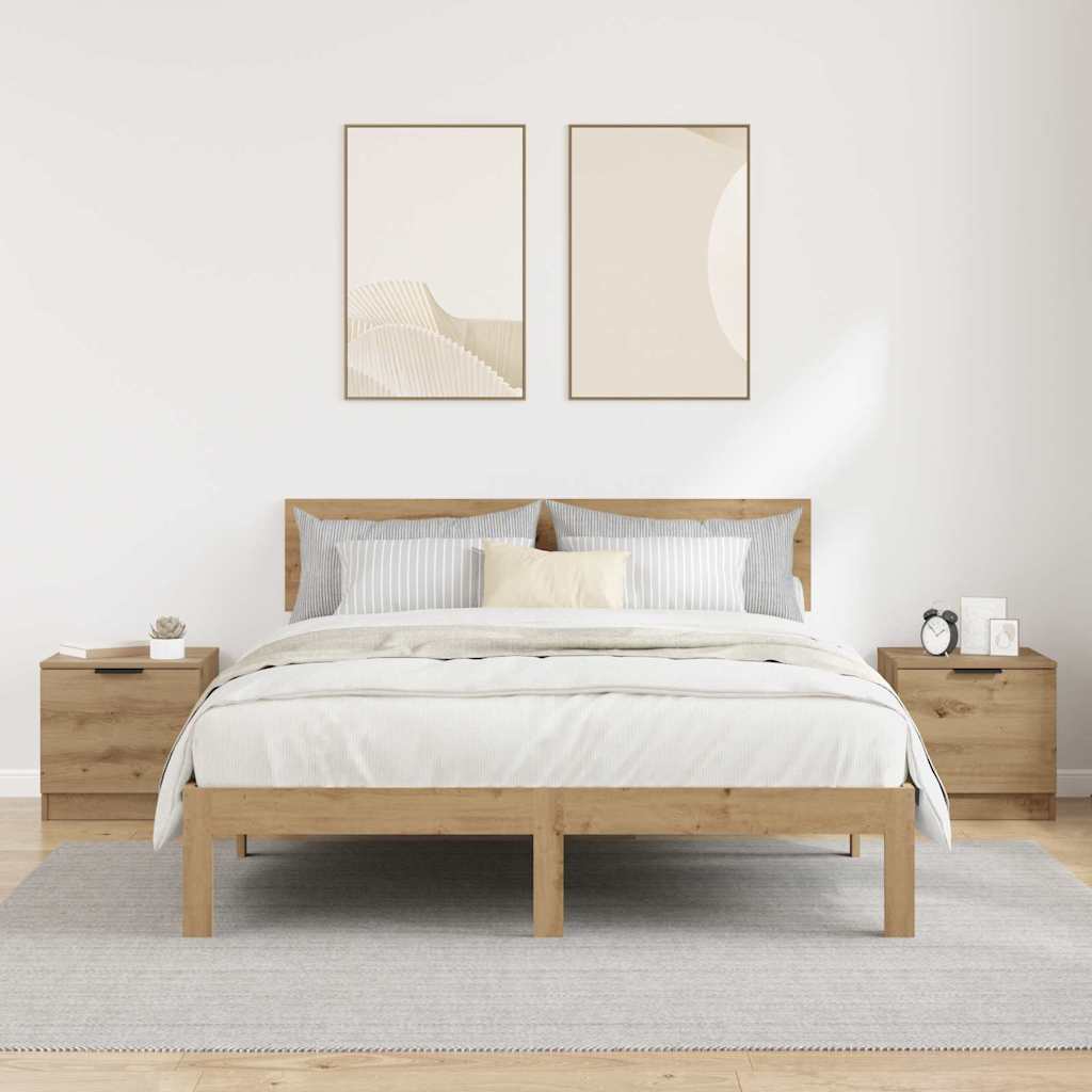 Bed kast 2 pcs Artisan Eiken 40 x 39 x 40cm Bewerkt hout is nu te koop bij PeponiXL, paradijselijk wonen!
