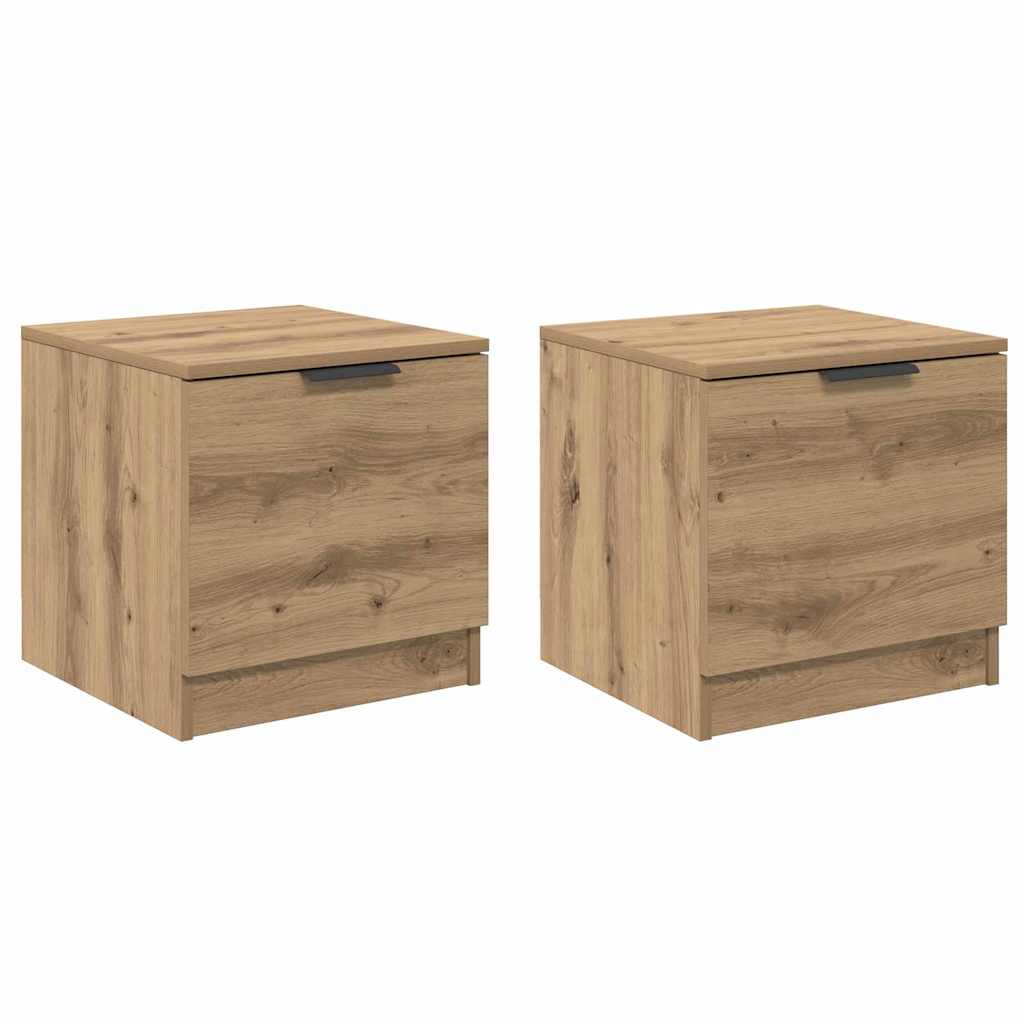 Bed kast 2 pcs Artisan Eiken 40 x 39 x 40cm Bewerkt hout is nu te koop bij PeponiXL, paradijselijk wonen!