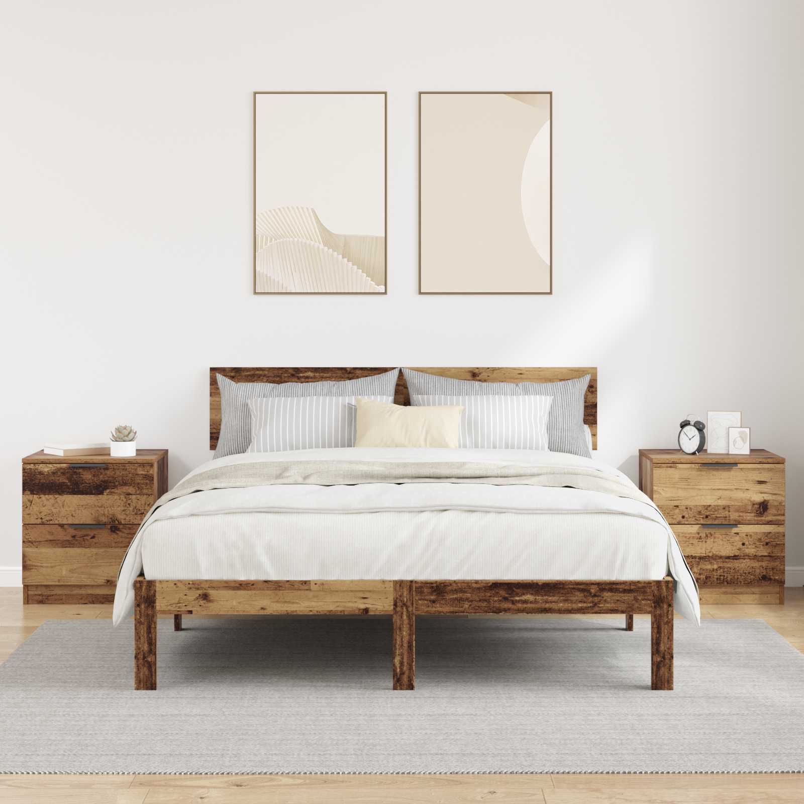 Nachtkastje met lade 2 pcs Oudhout 45 x 39 x 50cm Bewerkt hout is nu te koop bij PeponiXL, paradijselijk wonen!