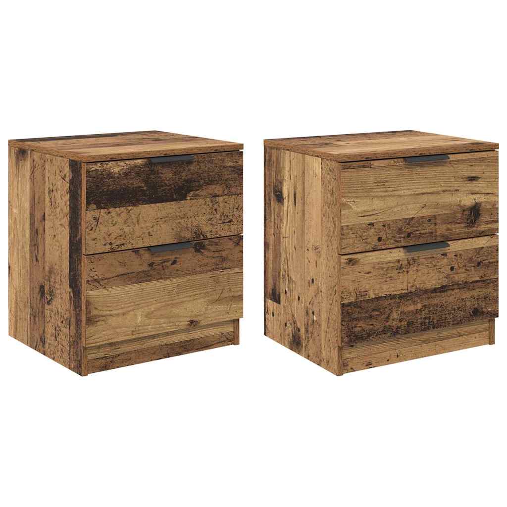 Nachtkastje met lade 2 pcs Oudhout 45 x 39 x 50cm Bewerkt hout is nu te koop bij PeponiXL, paradijselijk wonen!