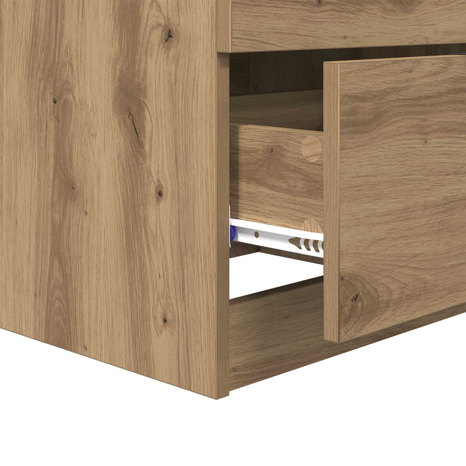 Nachtkastje 2 pcs Artisan Eiken 45 x 39 x 50cm Bewerkt hout is nu te koop bij PeponiXL, paradijselijk wonen!