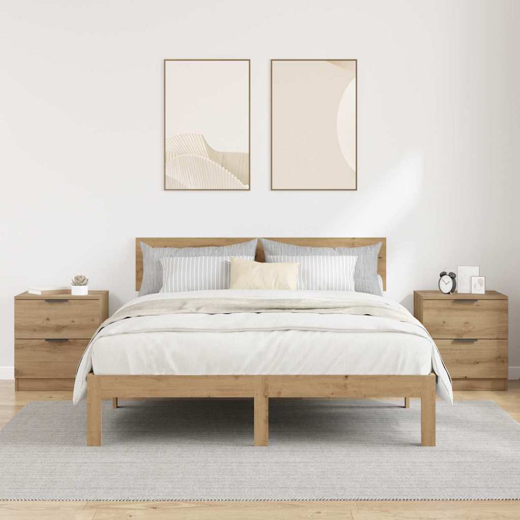 Nachtkastje 2 pcs Artisan Eiken 45 x 39 x 50cm Bewerkt hout is nu te koop bij PeponiXL, paradijselijk wonen!