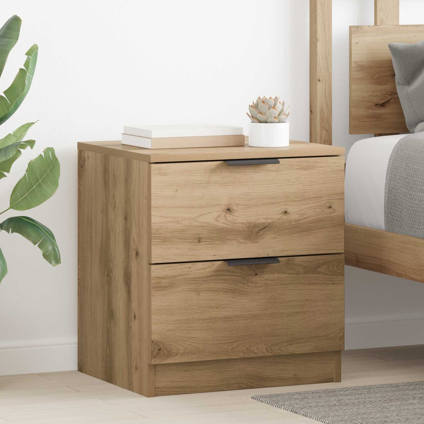 Nachtkastje 2 pcs Artisan Eiken 45 x 39 x 50cm Bewerkt hout is nu te koop bij PeponiXL, paradijselijk wonen!