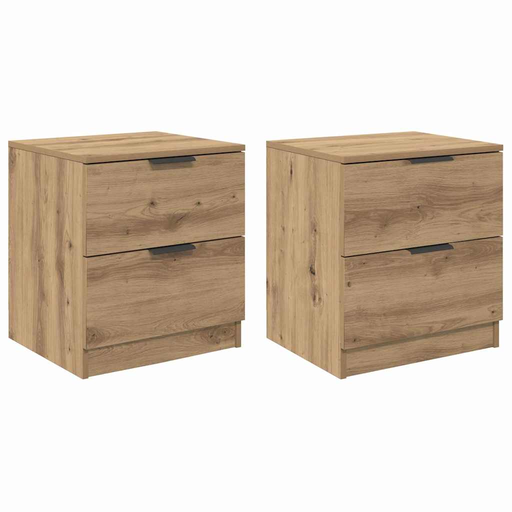 Nachtkastje 2 pcs Artisan Eiken 45 x 39 x 50cm Bewerkt hout is nu te koop bij PeponiXL, paradijselijk wonen!