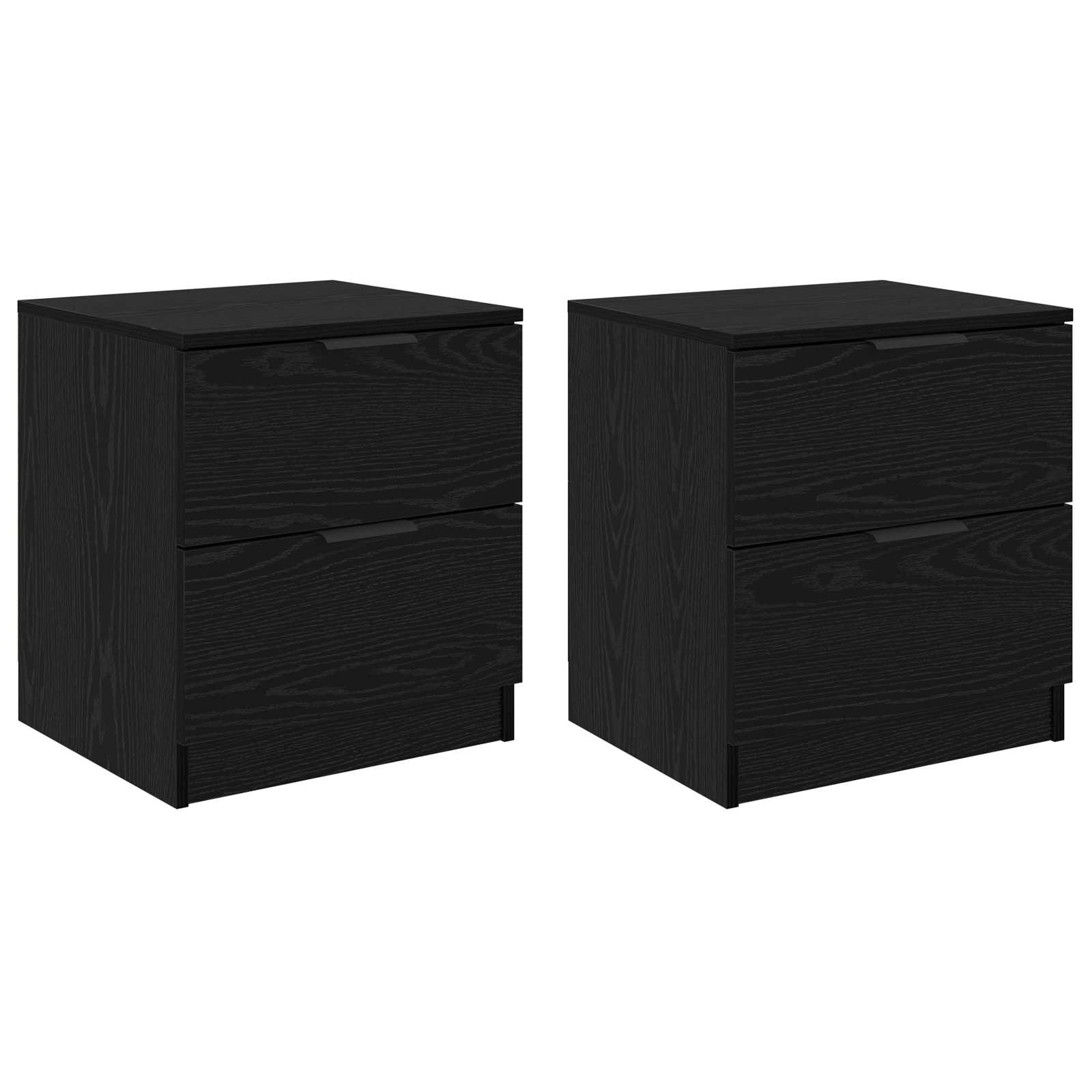 Nachtkastje 2 pcs Zwart Eiken 45 x 39 x 50cm Bewerkt hout is nu te koop bij PeponiXL, paradijselijk wonen!