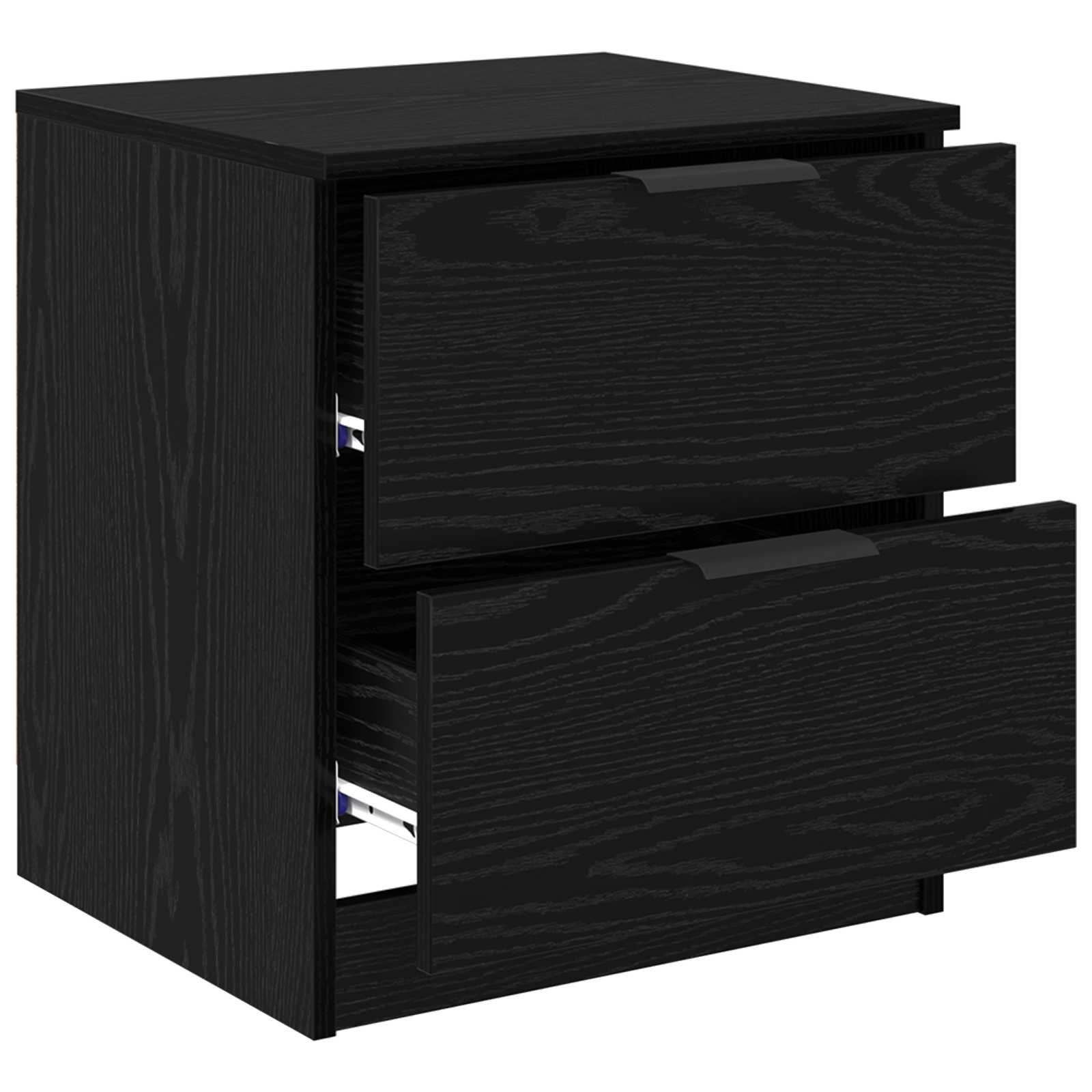 Nachtkastje 2 pcs Zwart Eiken 45 x 39 x 50cm Bewerkt hout is nu te koop bij PeponiXL, paradijselijk wonen!