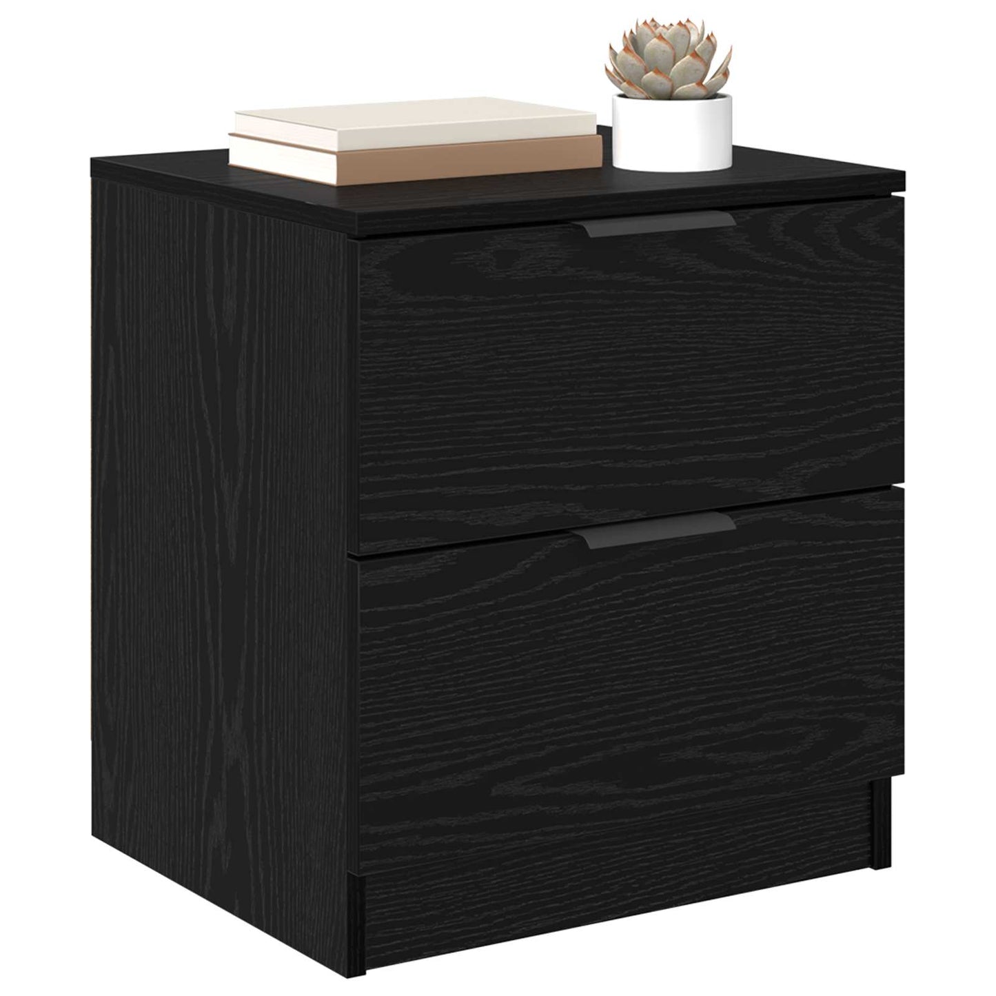 Nachtkastje 2 pcs Zwart Eiken 45 x 39 x 50cm Bewerkt hout is nu te koop bij PeponiXL, paradijselijk wonen!