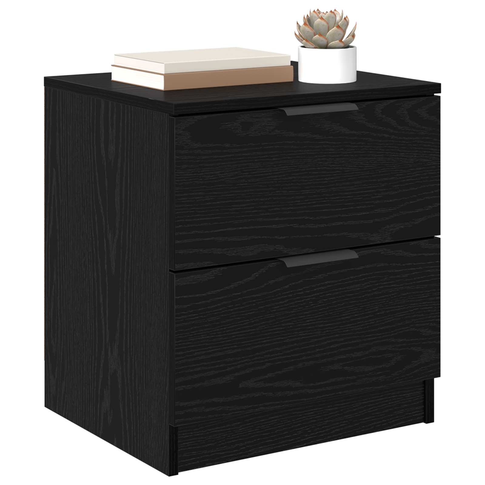 Nachtkastje 2 pcs Zwart Eiken 45 x 39 x 50cm Bewerkt hout is nu te koop bij PeponiXL, paradijselijk wonen!