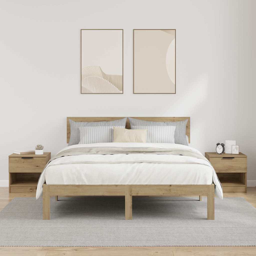 Bed kast 2 pcs Artisan Eiken 40 x 39 x 40cm Bewerkt hout is nu te koop bij PeponiXL, paradijselijk wonen!