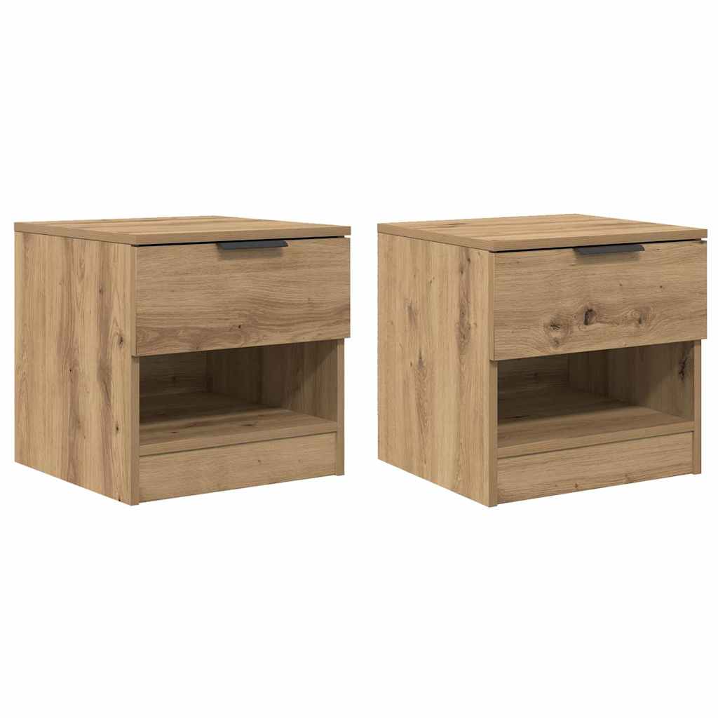 Bed kast 2 pcs Artisan Eiken 40 x 39 x 40cm Bewerkt hout is nu te koop bij PeponiXL, paradijselijk wonen!