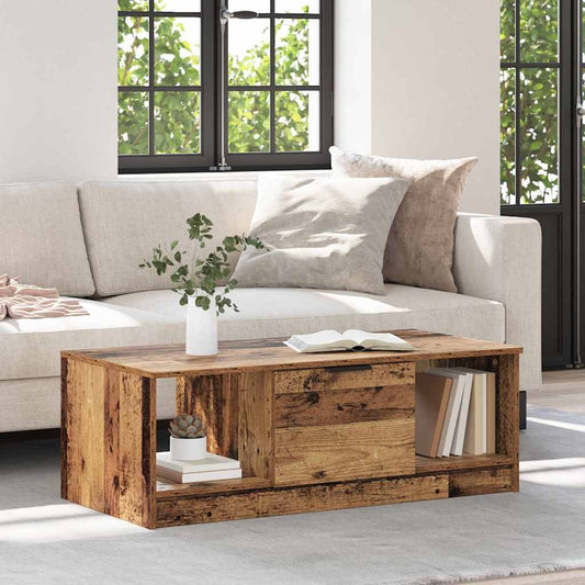 Salontafel met lade Oud Hout 102 x 50 x 36cm Bewerkt hout is nu te koop bij PeponiXL, paradijselijk wonen!