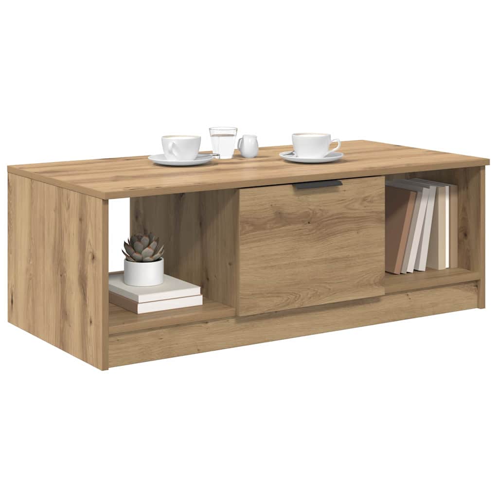 Salontafel met lade Artisan Eiken 102 x 50 x 36cm Bewerkt hout is nu te koop bij PeponiXL, paradijselijk wonen!