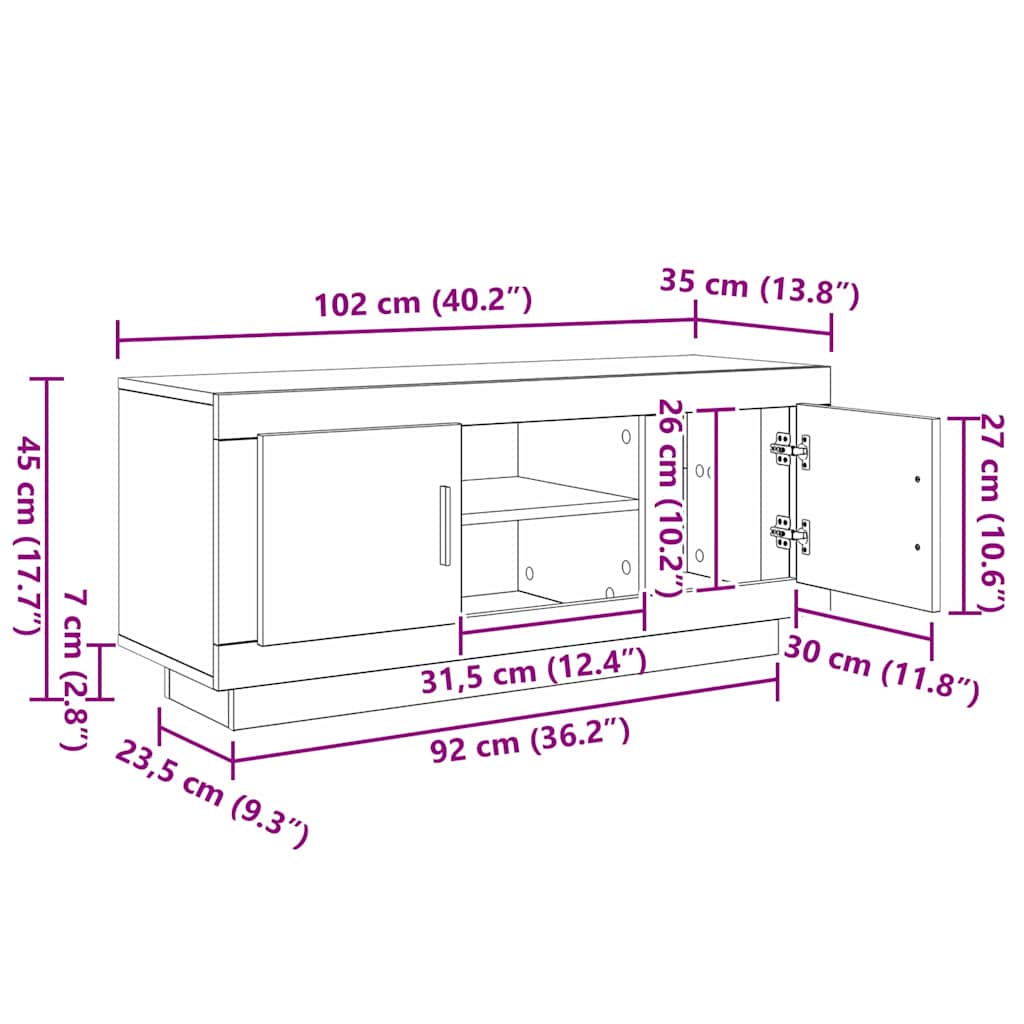 TV-kast Oud Hout 102 x 35 x 45 cm Bewerkt hout is nu te koop bij PeponiXL, paradijselijk wonen!