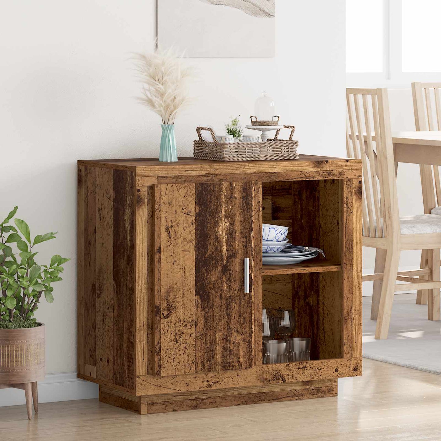 Dressoir Oudhout 80 x 40 x 75 cm Bewerkt hout is nu te koop bij PeponiXL, paradijselijk wonen!