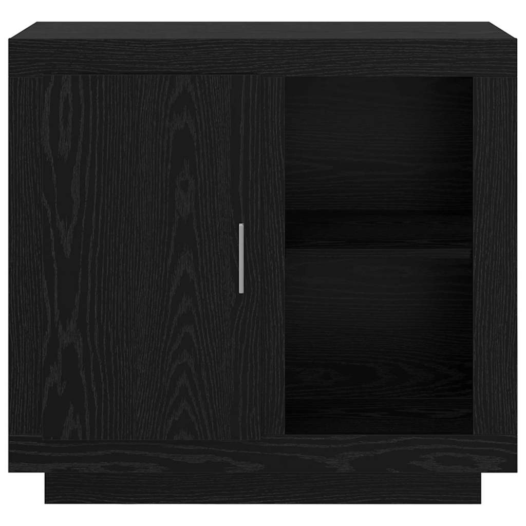 Dressoir Zwart Eiken 80 x 40 x 75 cm Bewerkt hout is nu te koop bij PeponiXL, paradijselijk wonen!