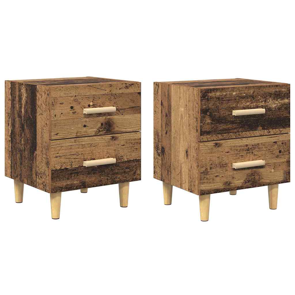 Bed kast met lade 2 pcs Oudhout 40 x 35 x 47.5cm Bewerkt hout is nu te koop bij PeponiXL, paradijselijk wonen!