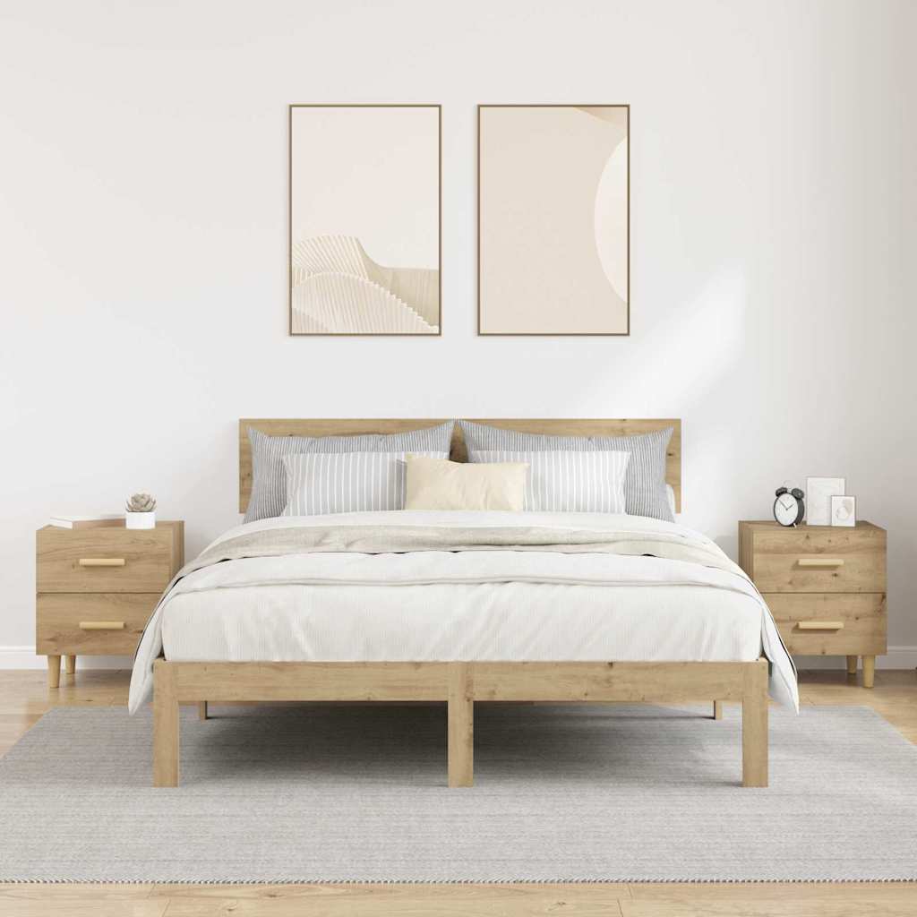 Bed kast 2 pcs Artisan Eiken 40 x 35 x 47.5cm Bewerkt hout is nu te koop bij PeponiXL, paradijselijk wonen!