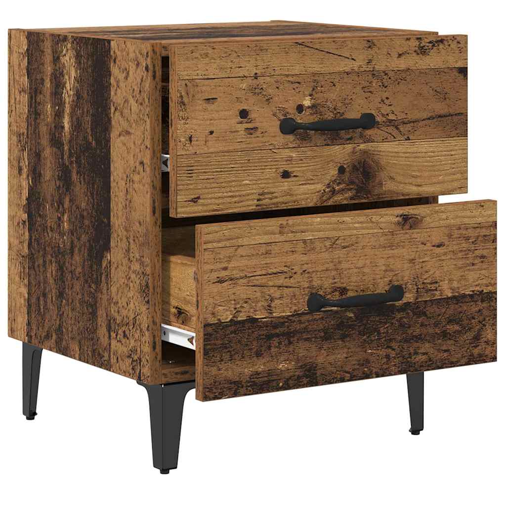 Bed kast met lade 2 pcs Oudhout 40 x 35 x 47,5 cm Bewerkt hout is nu te koop bij PeponiXL, paradijselijk wonen!