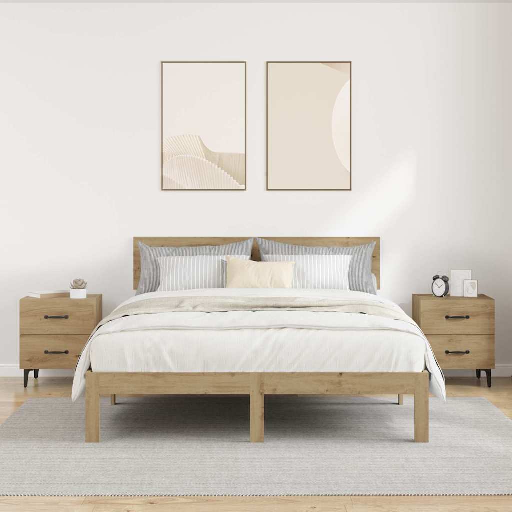 Bed kast 2 pcs Artisan Eiken 40 x 35 x 47,5 cm Bewerkt hout is nu te koop bij PeponiXL, paradijselijk wonen!