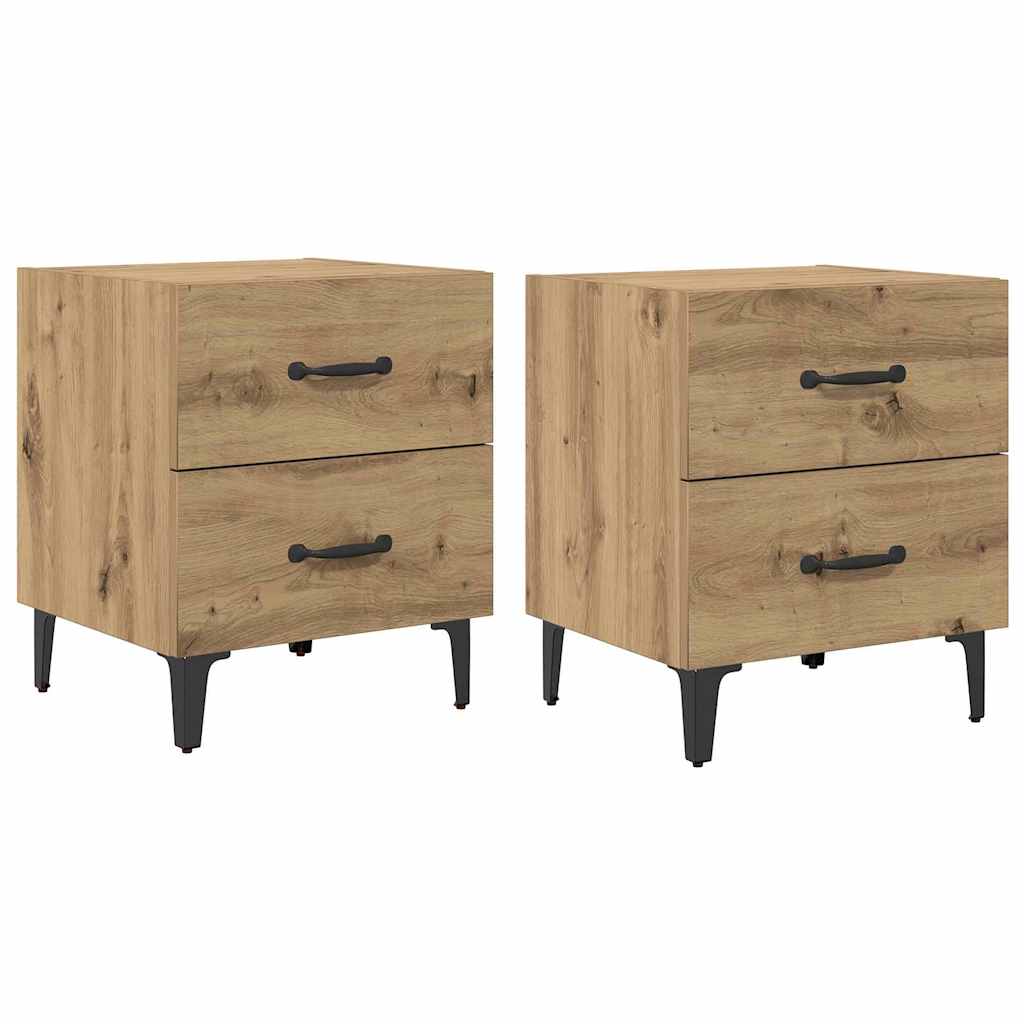 Bed kast 2 pcs Artisan Eiken 40 x 35 x 47,5 cm Bewerkt hout is nu te koop bij PeponiXL, paradijselijk wonen!
