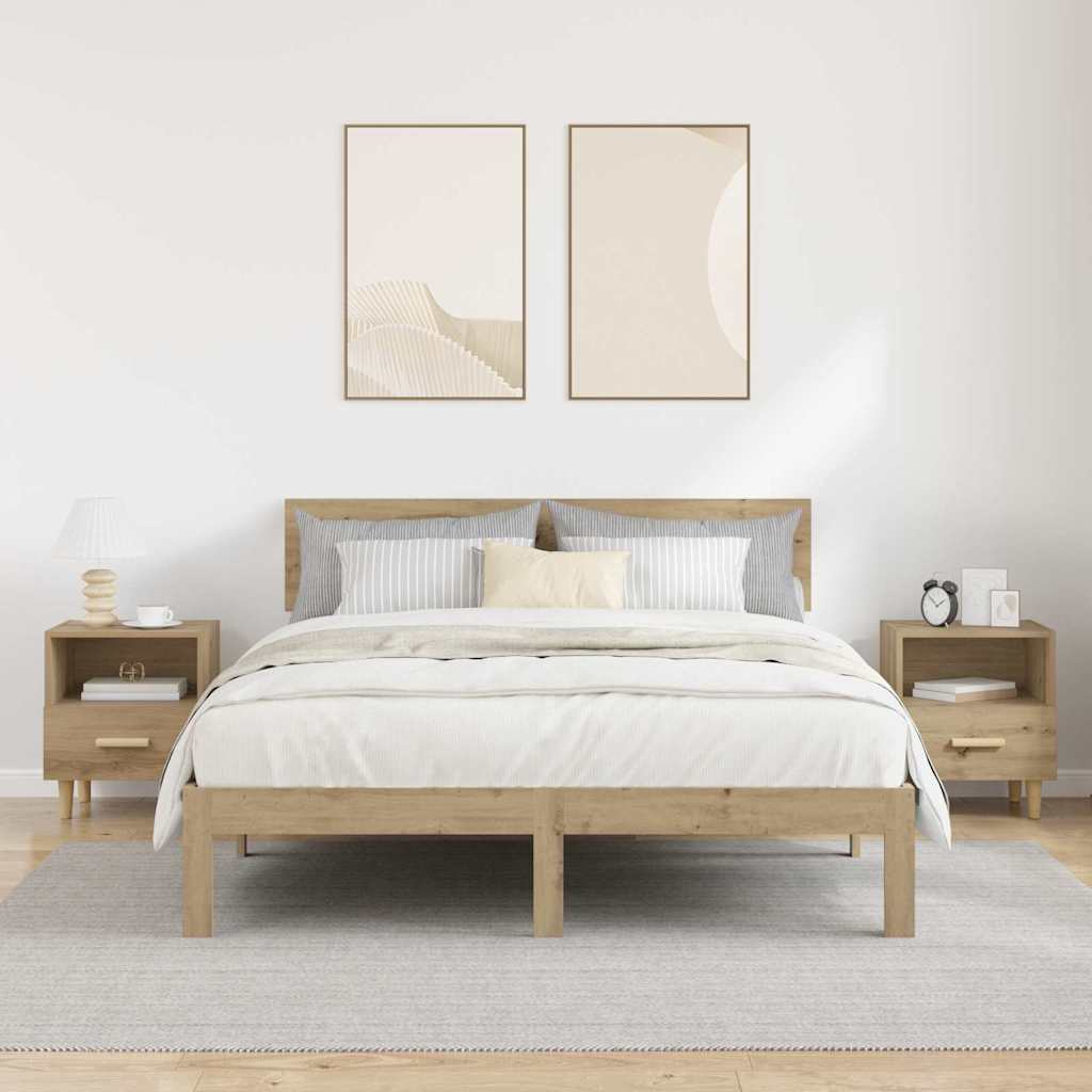 Nachtkastje 2 pcs Artisan Eiken 40 x 35 x 47 cm Bewerkt hout is nu te koop bij PeponiXL, paradijselijk wonen!