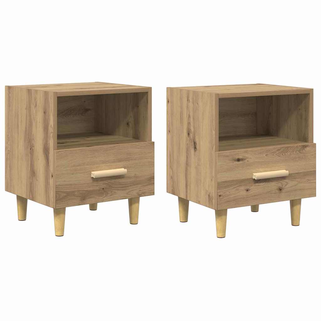 Nachtkastje 2 pcs Artisan Eiken 40 x 35 x 47 cm Bewerkt hout is nu te koop bij PeponiXL, paradijselijk wonen!