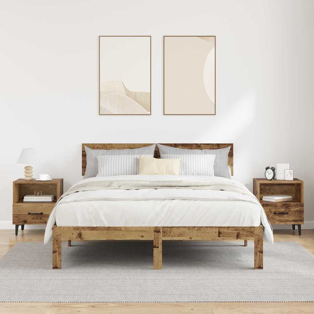 Nachtkastje 2 pcs Oud hout 40 x 35 x 47,5 cm Bewerkt hout is nu te koop bij PeponiXL, paradijselijk wonen!