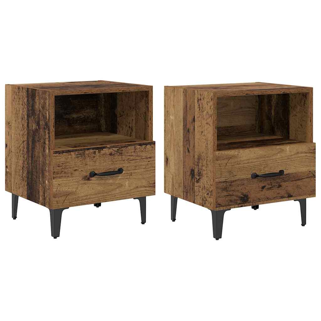 Nachtkastje 2 pcs Oud hout 40 x 35 x 47,5 cm Bewerkt hout is nu te koop bij PeponiXL, paradijselijk wonen!