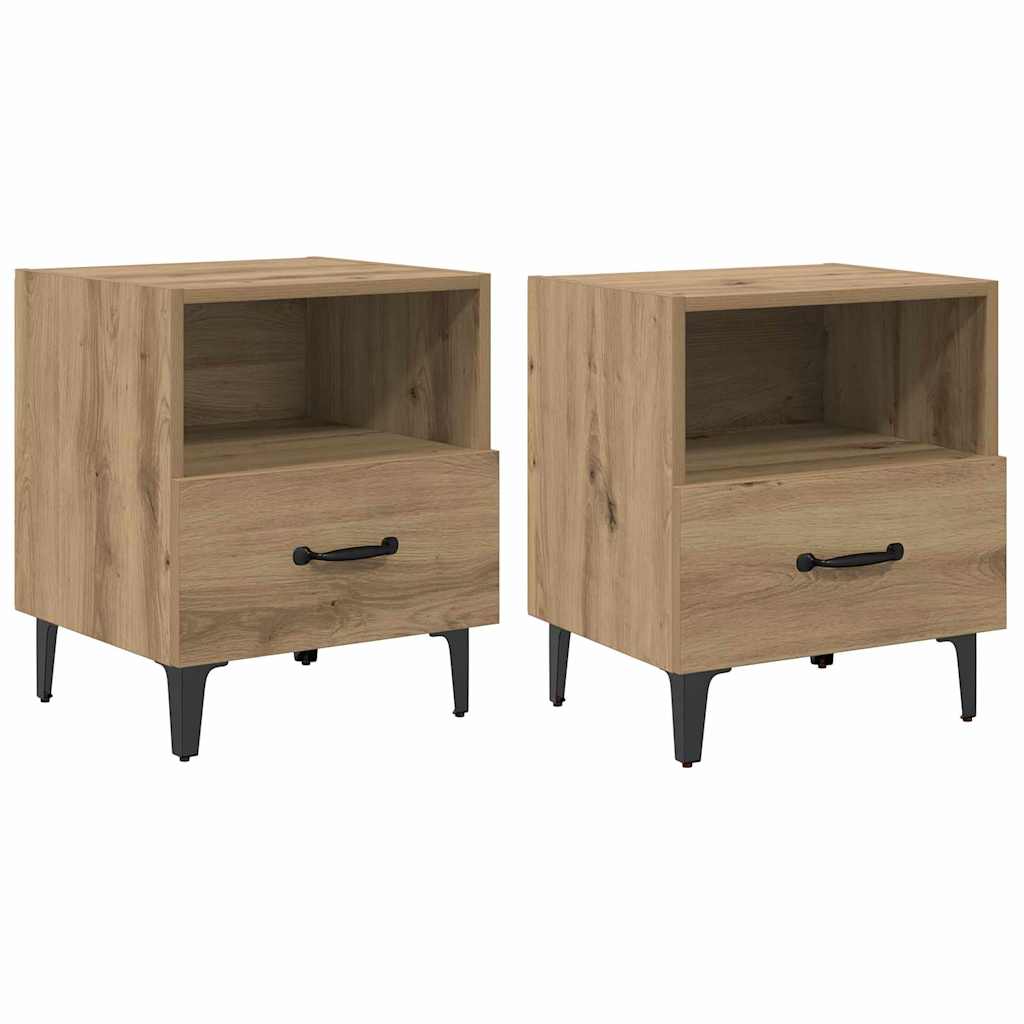 Nachtkastje 2 pcs Artisan Eiken 40 x 35 x 47,5 cm Bewerkt hout is nu te koop bij PeponiXL, paradijselijk wonen!