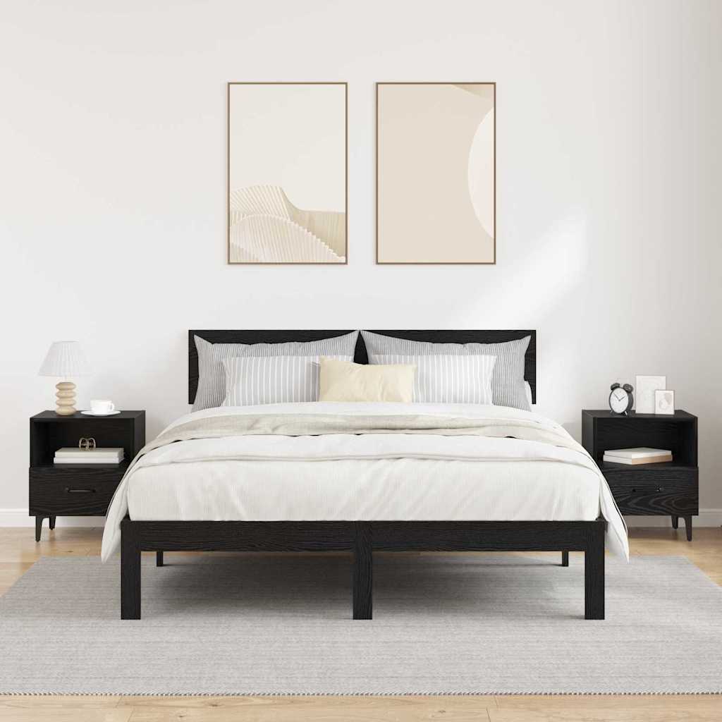 Nachtkastje 2 pcs Zwart eiken 40 x 35 x 47,5 cm Bewerkt hout is nu te koop bij PeponiXL, paradijselijk wonen!