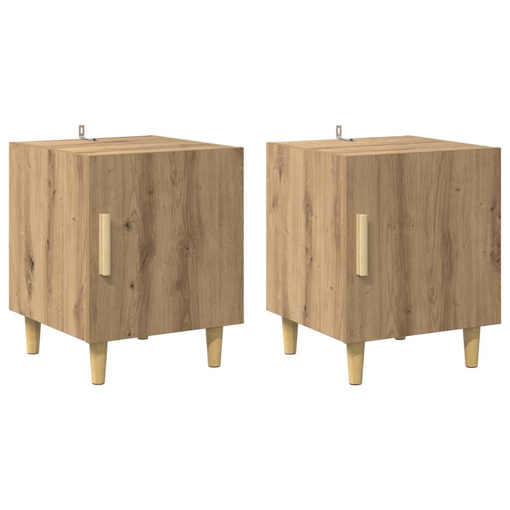 Nachtkastje 2 pcs Artisan Eiken 40 x 40 x 50 cm Bewerkt hout is nu te koop bij PeponiXL, paradijselijk wonen!
