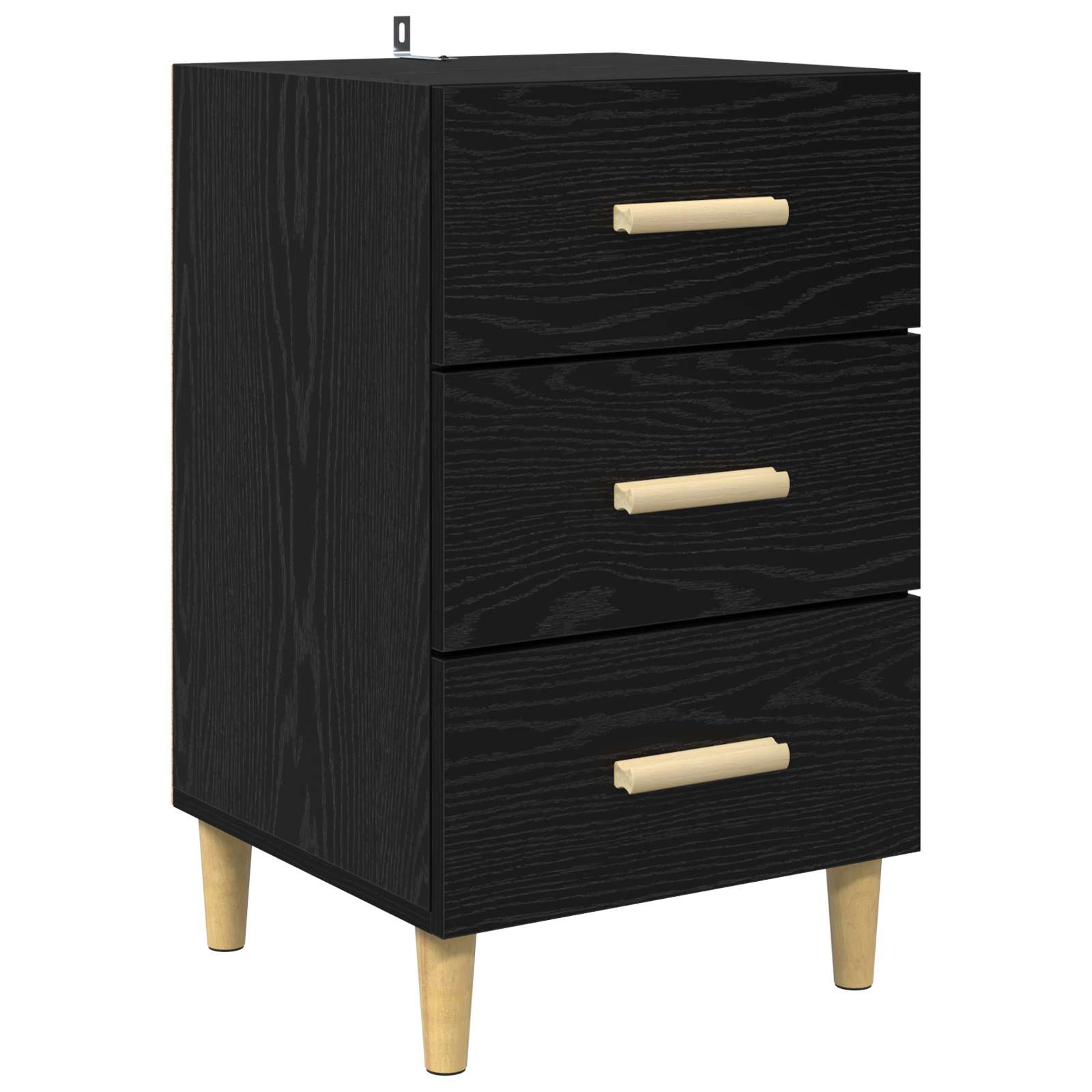 Nachtkastje Zwart Eiken 40 x 40 x 66 cm Bewerkt hout is nu te koop bij PeponiXL, paradijselijk wonen!
