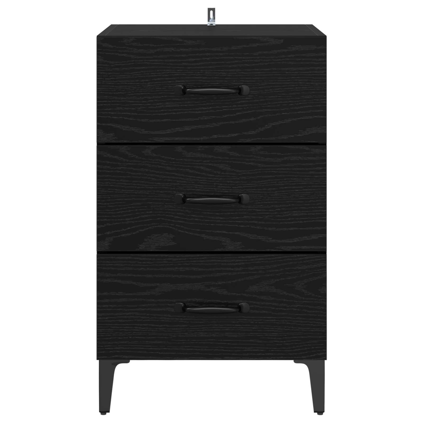 Nachtkastje Zwart Eiken 40 x 40,5 x 66 cm Bewerkt hout is nu te koop bij PeponiXL, paradijselijk wonen!