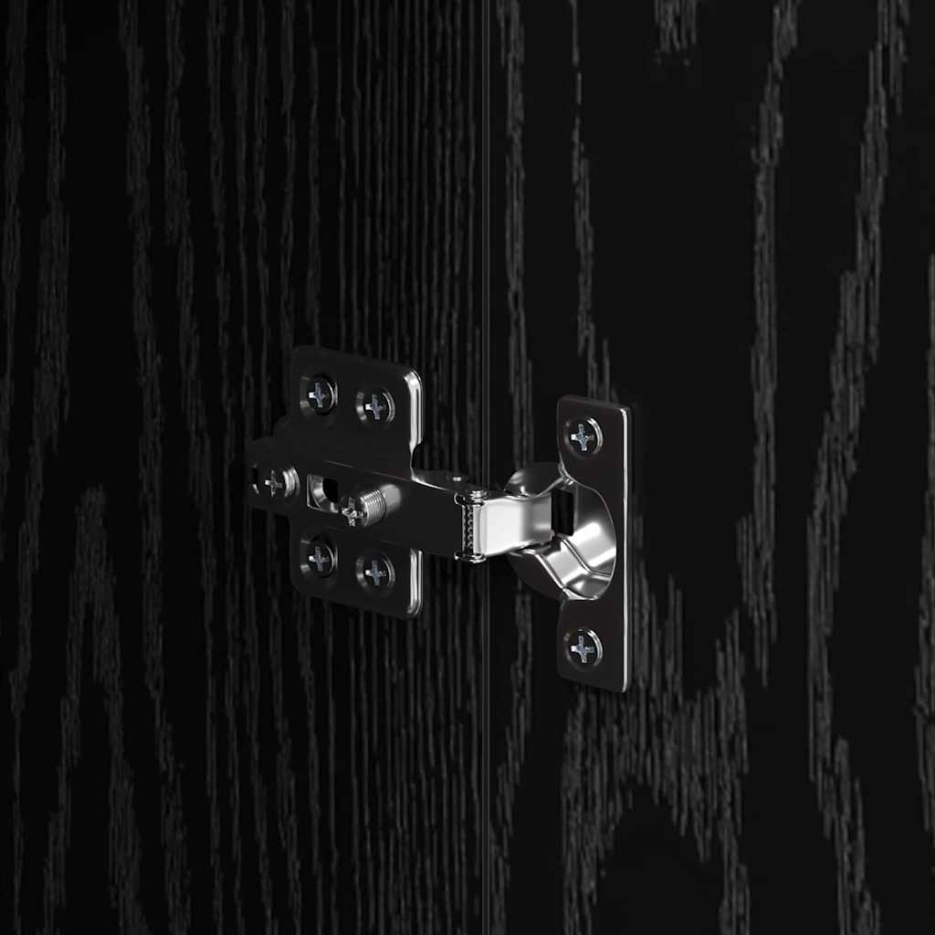 Dressoir Zwart Eiken 70 x 34 x 90 cm Bewerkt hout is nu te koop bij PeponiXL, paradijselijk wonen!