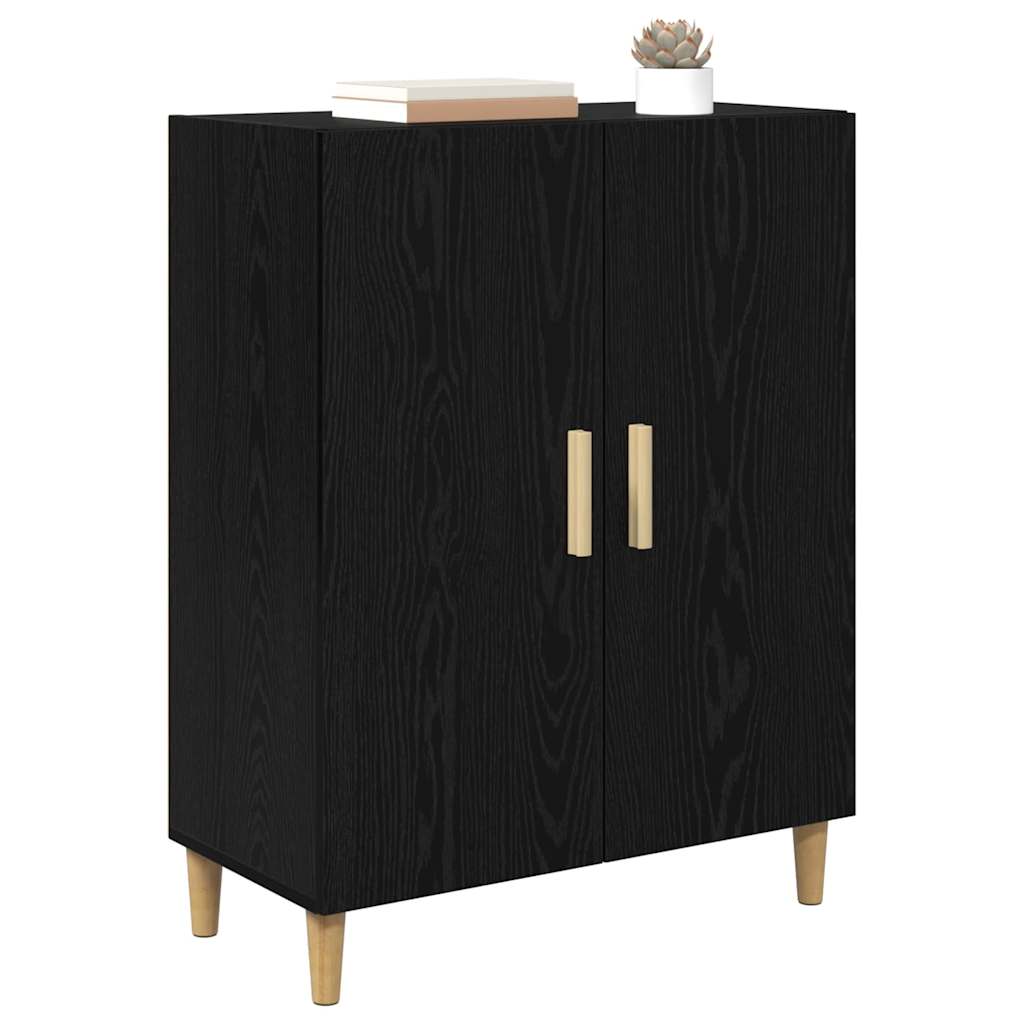Dressoir Zwart Eiken 70 x 34 x 90 cm Bewerkt hout is nu te koop bij PeponiXL, paradijselijk wonen!