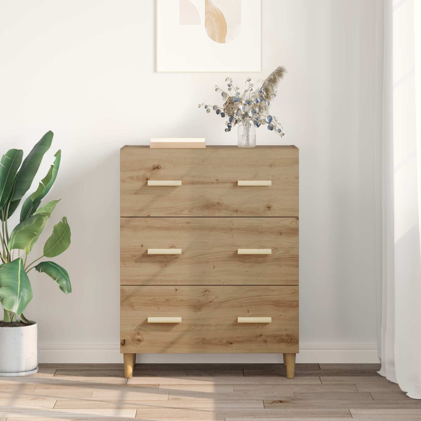 Dressoir Artisan Eiken 69,5 x 34 x 90 cm Bewerkt hout is nu te koop bij PeponiXL, paradijselijk wonen!