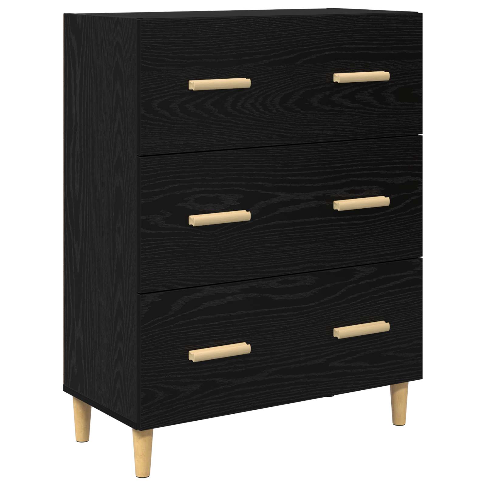 Dressoir Zwart Eiken 69,5 x 34 x 90 cm Bewerkt hout is nu te koop bij PeponiXL, paradijselijk wonen!