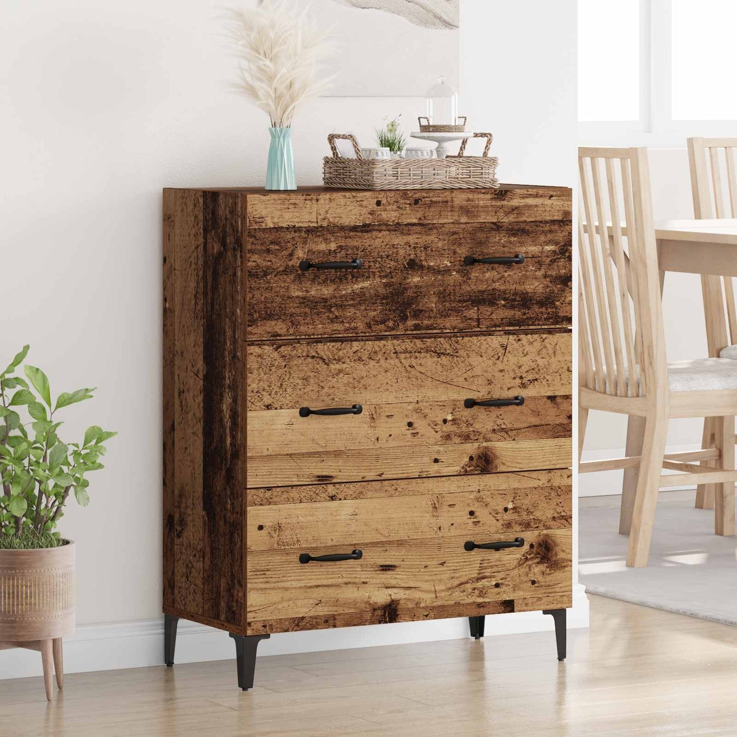 Dressoir Oud hout 69,5 x 34 x 90 cm Gemonteerd hout en ijzer is nu te koop bij PeponiXL, paradijselijk wonen!
