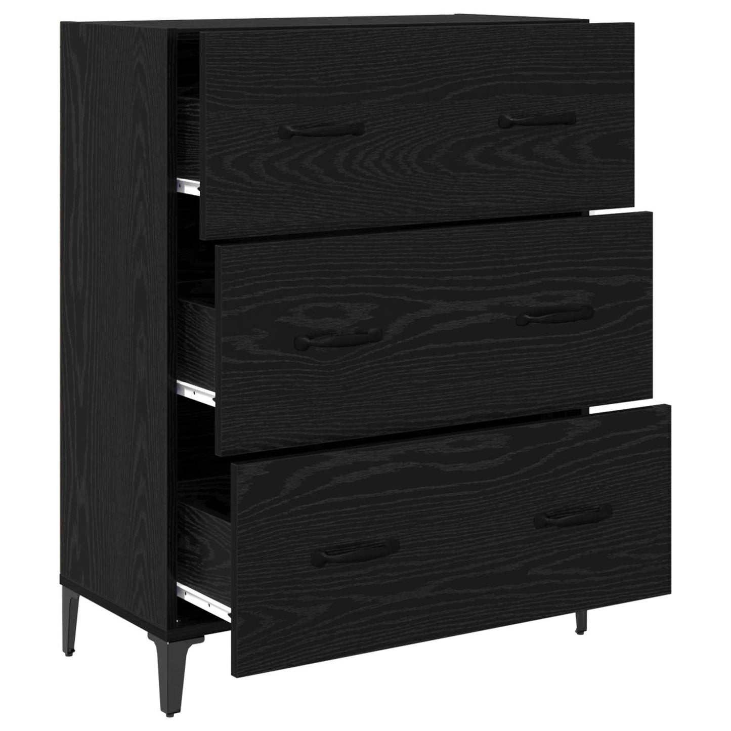 Dressoir Zwart Eiken 69,5 x 34 x 90 cm Gemonteerd hout en ijzer is nu te koop bij PeponiXL, paradijselijk wonen!