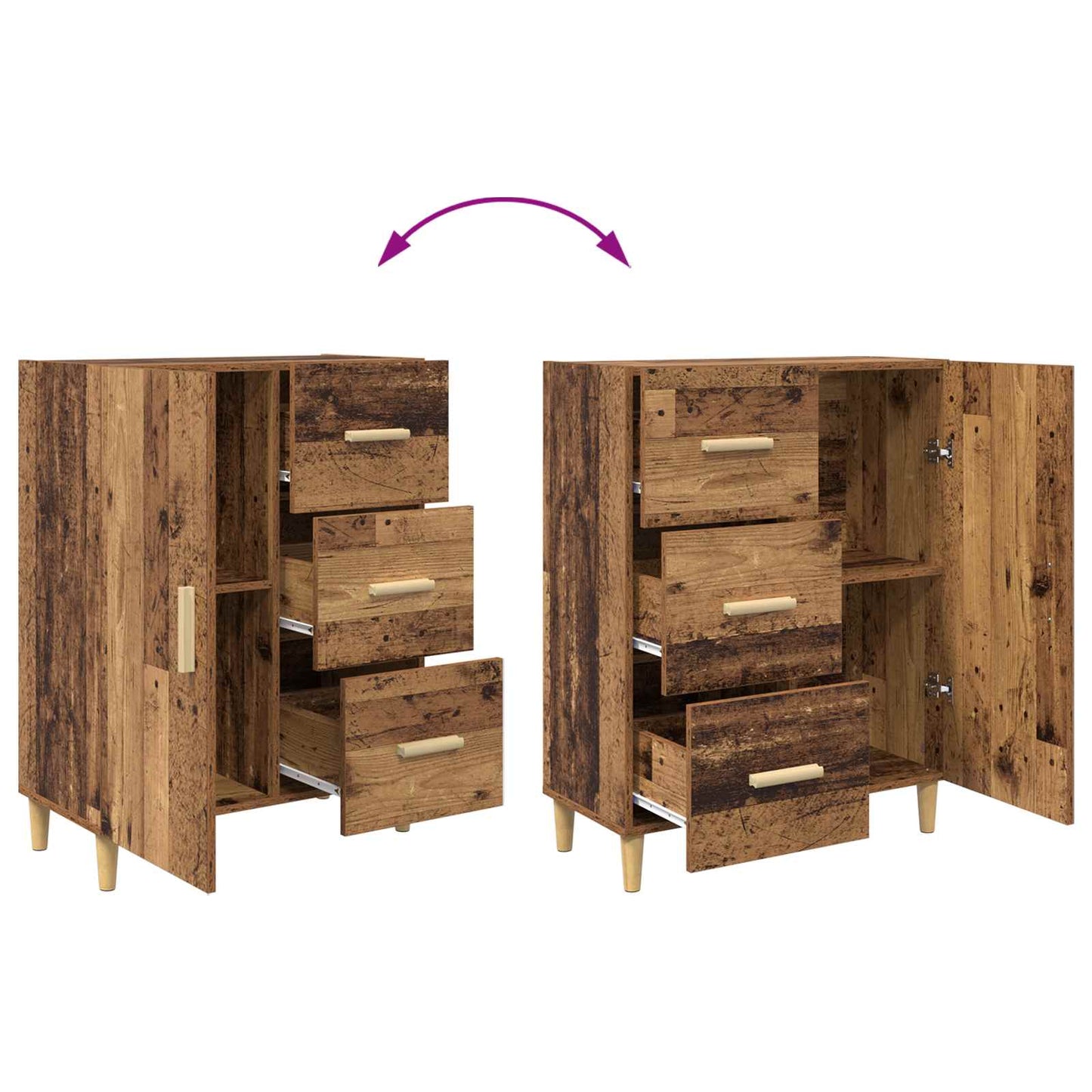 Dressoir met lade Oud hout 34 x 69.5 x 90 cm Bewerkt hout is nu te koop bij PeponiXL, paradijselijk wonen!