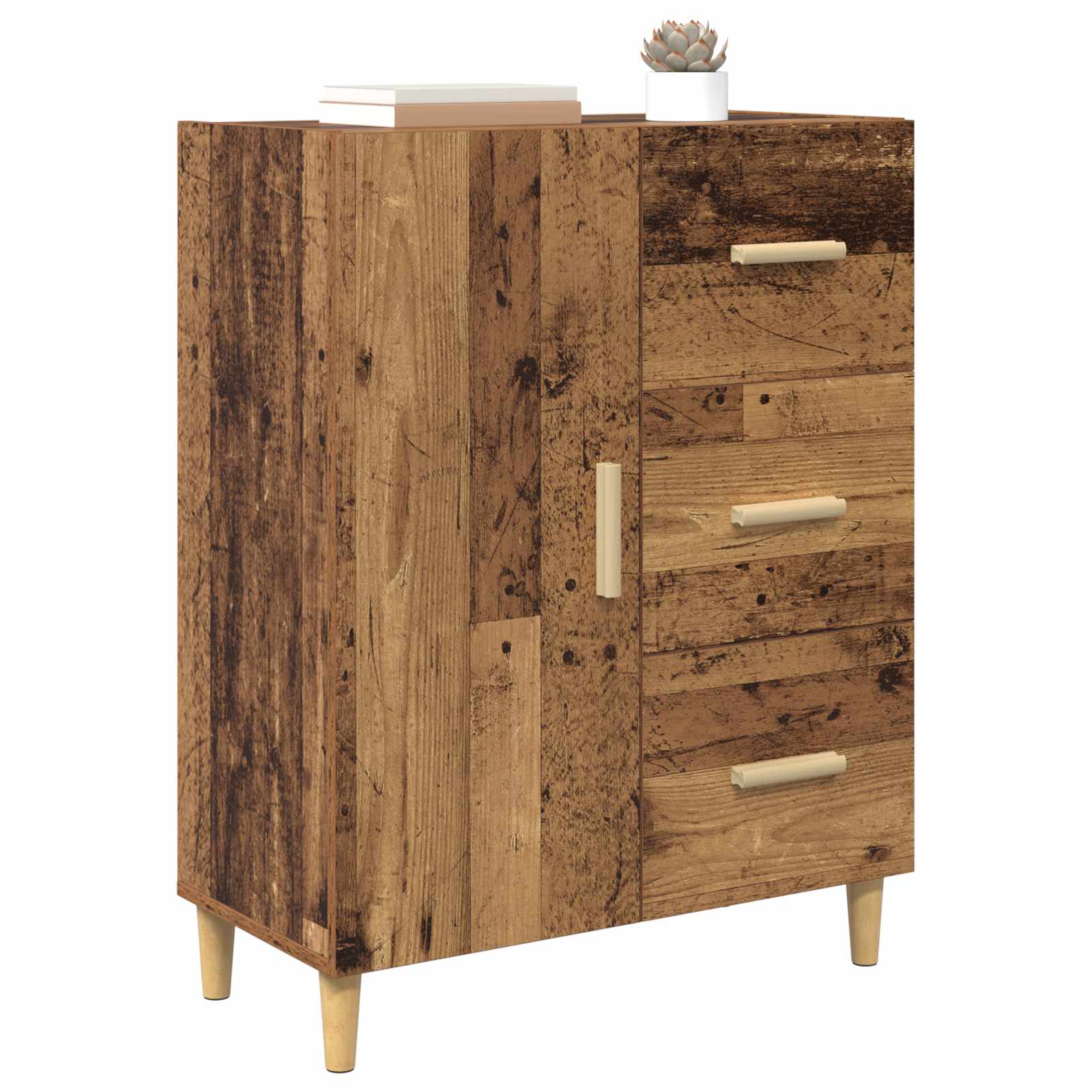 Dressoir met lade Oud hout 34 x 69.5 x 90 cm Bewerkt hout is nu te koop bij PeponiXL, paradijselijk wonen!