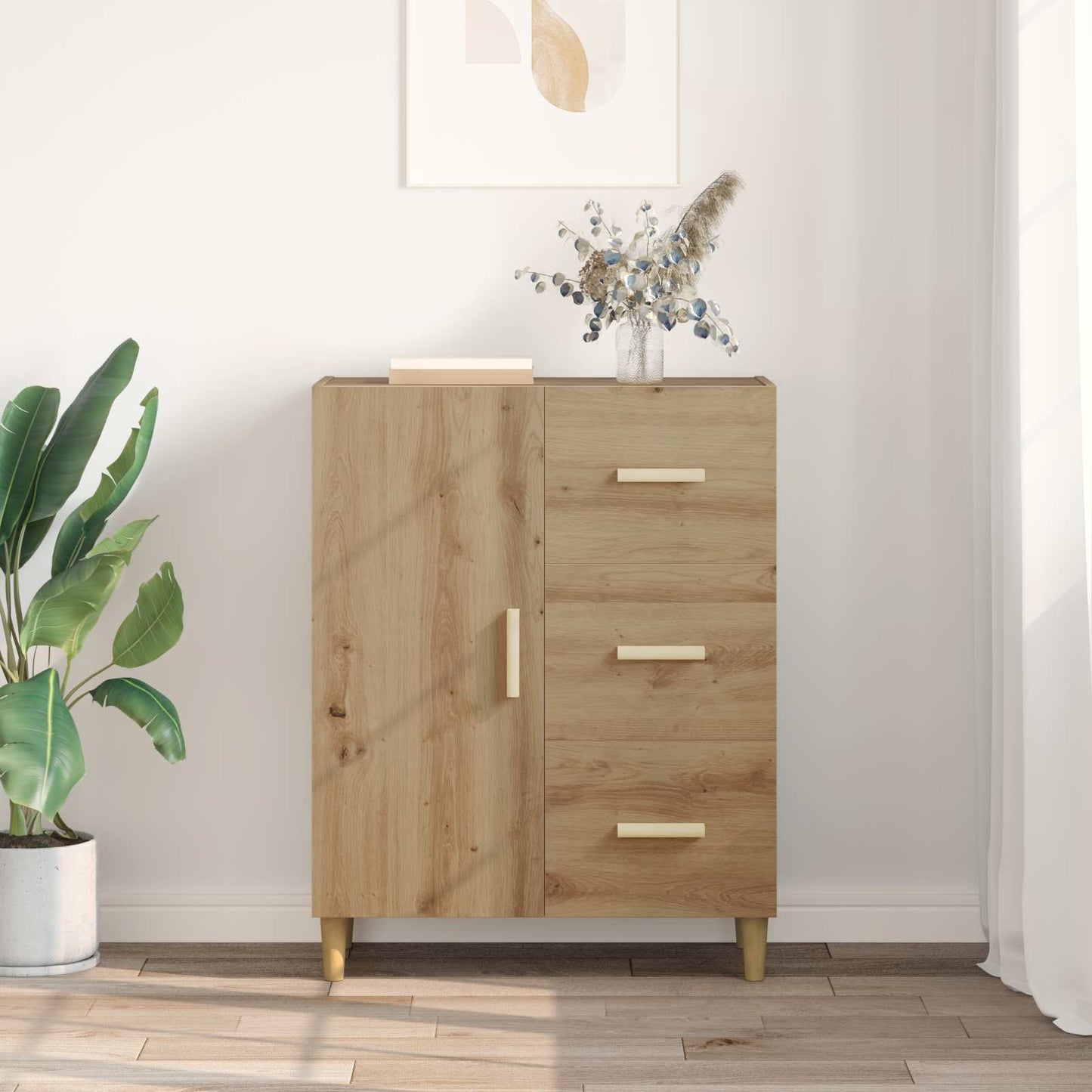 Dressoir met lade Artisan Eiken 34 x 69.5 x 90 cm Bewerkt hout is nu te koop bij PeponiXL, paradijselijk wonen!
