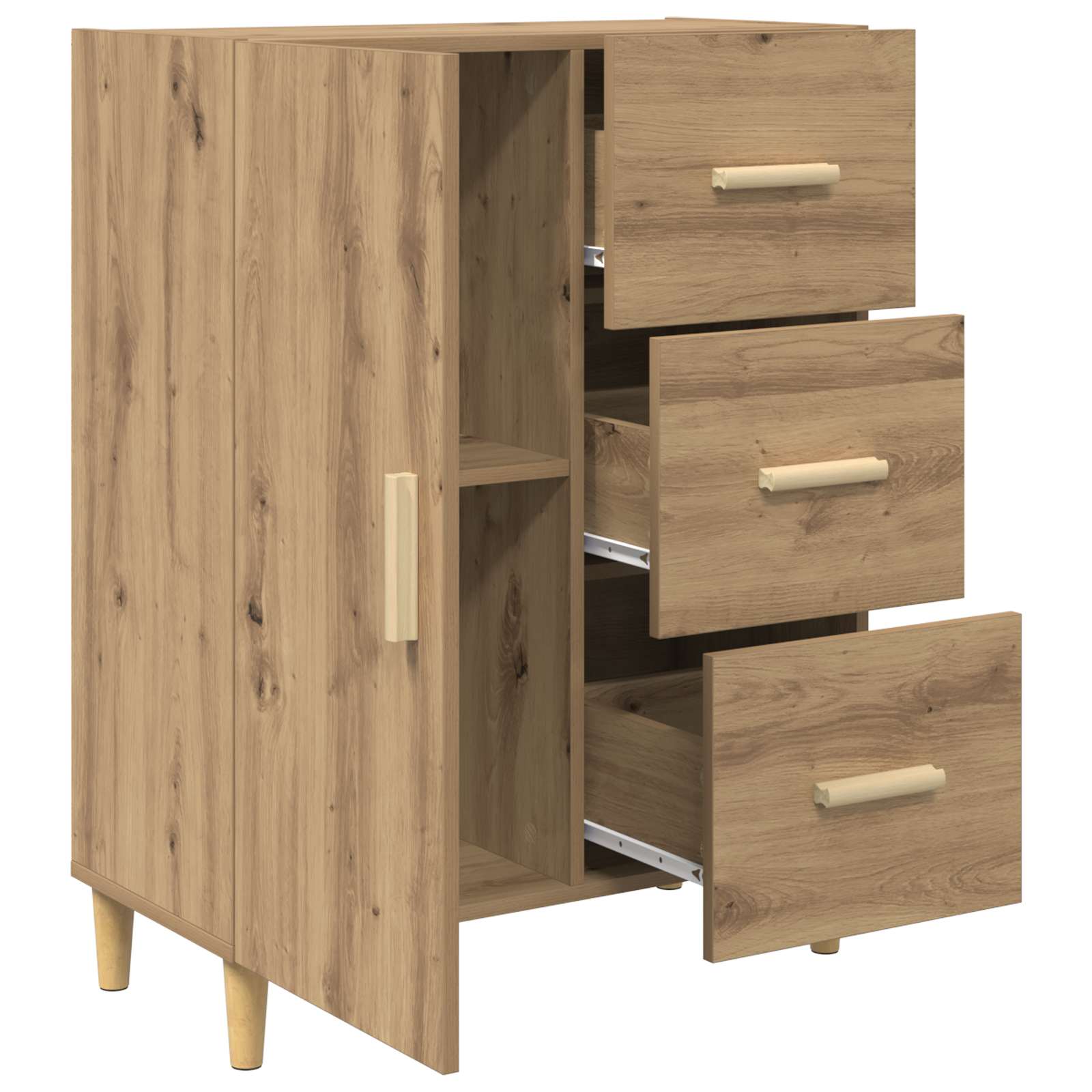 Dressoir met lade Artisan Eiken 34 x 69.5 x 90 cm Bewerkt hout is nu te koop bij PeponiXL, paradijselijk wonen!