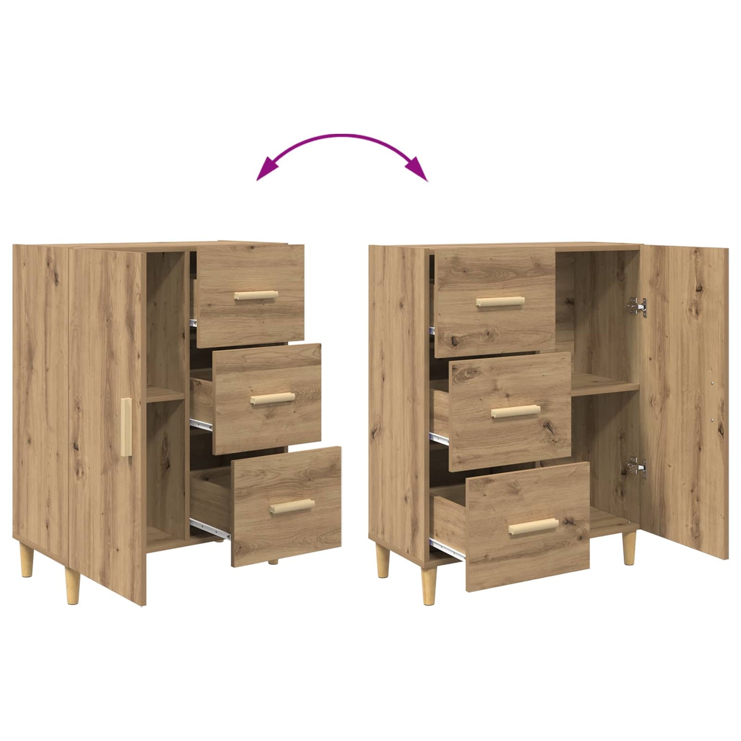 Dressoir met lade Artisan Eiken 34 x 69.5 x 90 cm Bewerkt hout is nu te koop bij PeponiXL, paradijselijk wonen!