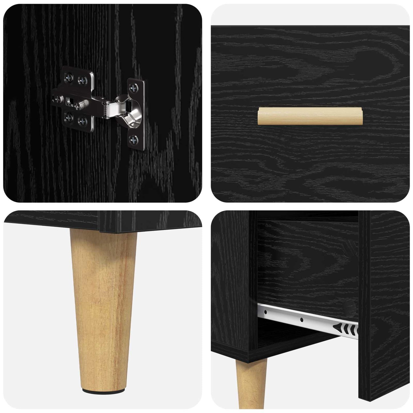 Dressoir met lade Zwart eiken 34 x 69.5 x 90 cm Bewerkt hout is nu te koop bij PeponiXL, paradijselijk wonen!