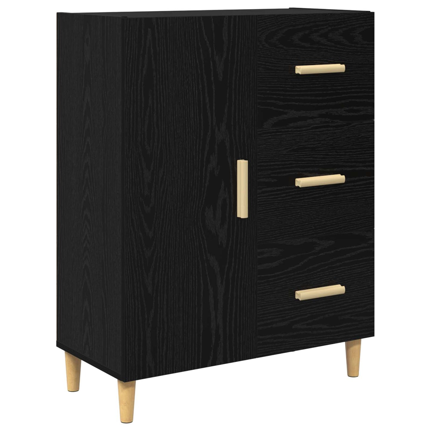 Dressoir met lade Zwart eiken 34 x 69.5 x 90 cm Bewerkt hout is nu te koop bij PeponiXL, paradijselijk wonen!