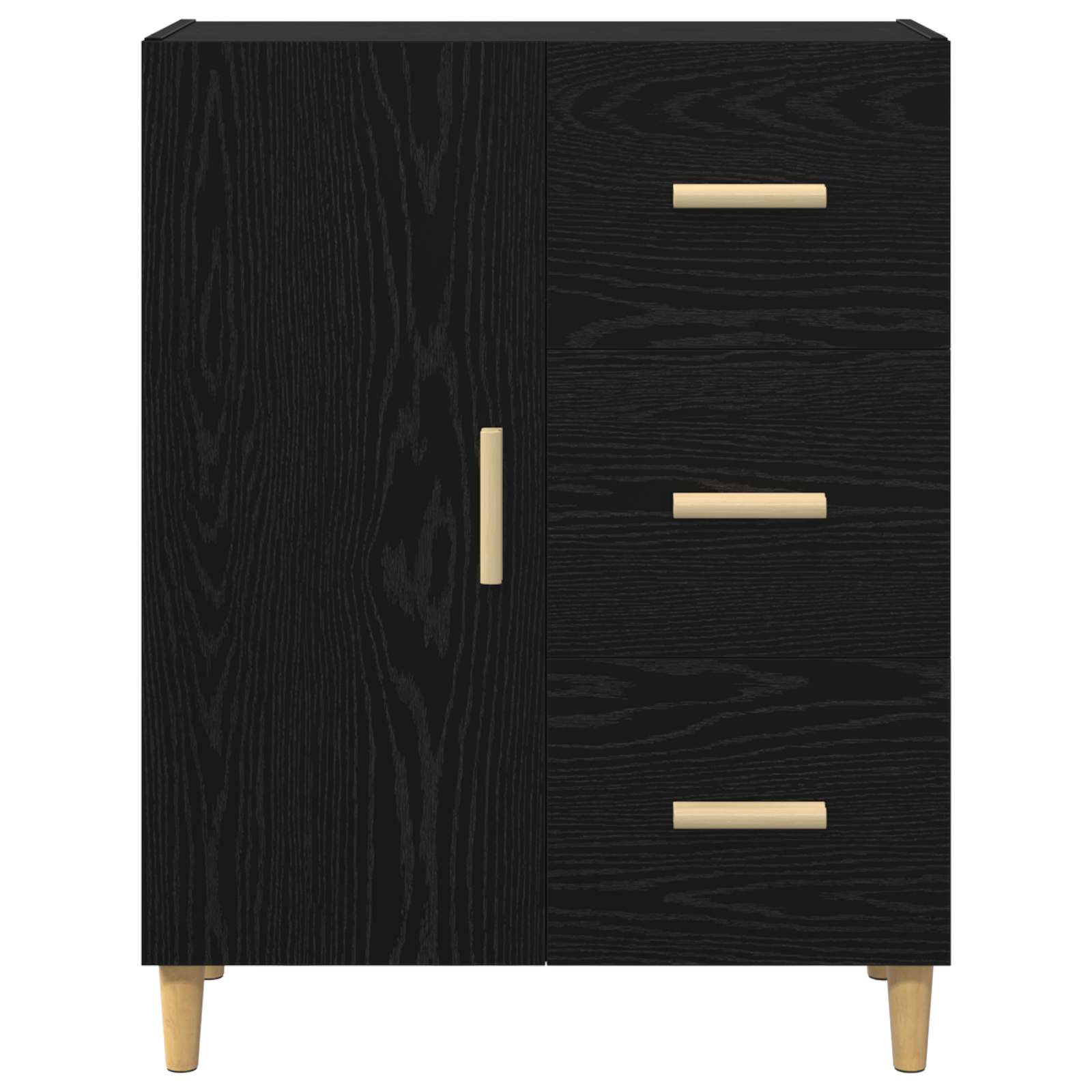 Dressoir met lade Zwart eiken 34 x 69.5 x 90 cm Bewerkt hout is nu te koop bij PeponiXL, paradijselijk wonen!