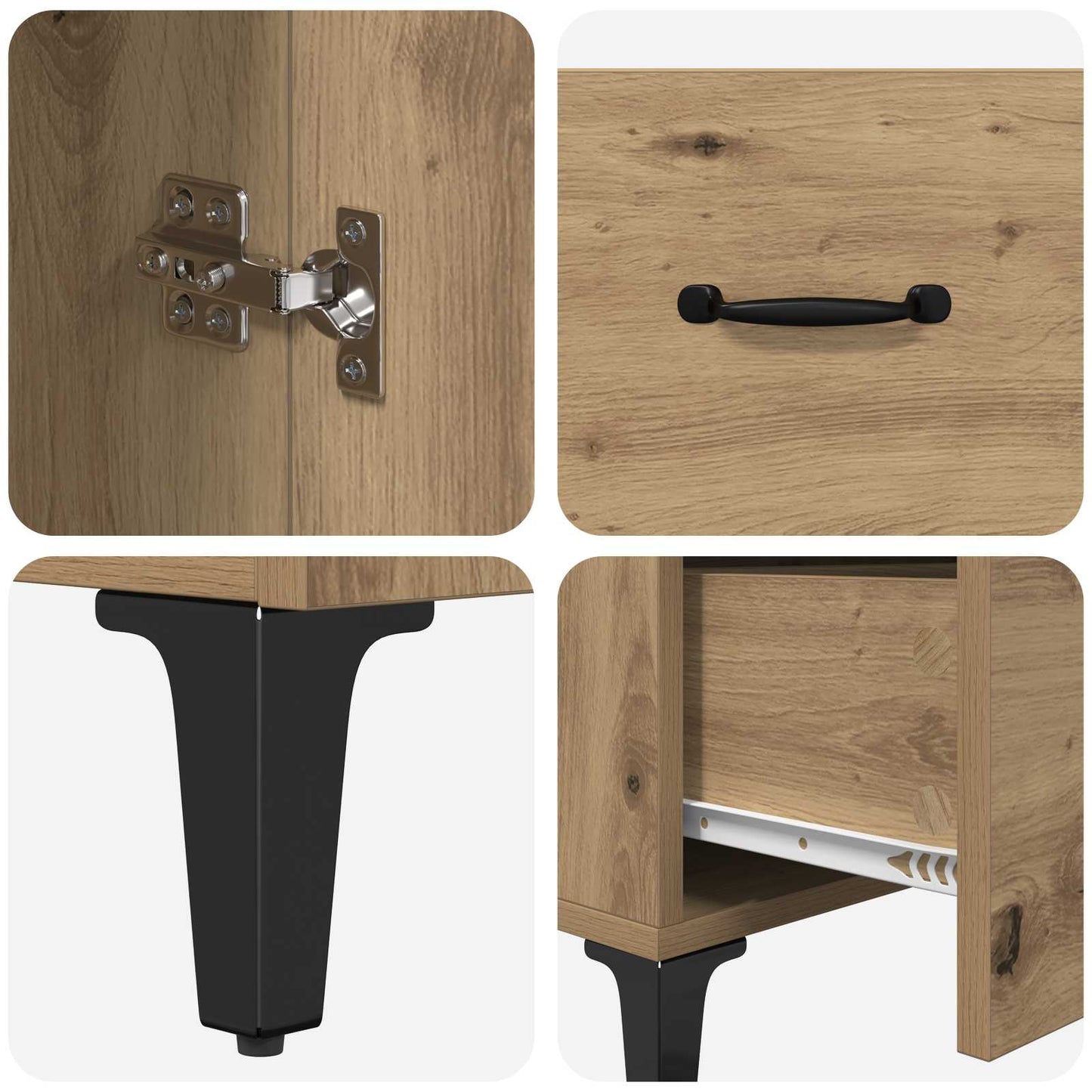 Dressoir met lade Artisan Eiken 69,5 x 34 x 90 cm Bewerkt hout is nu te koop bij PeponiXL, paradijselijk wonen!