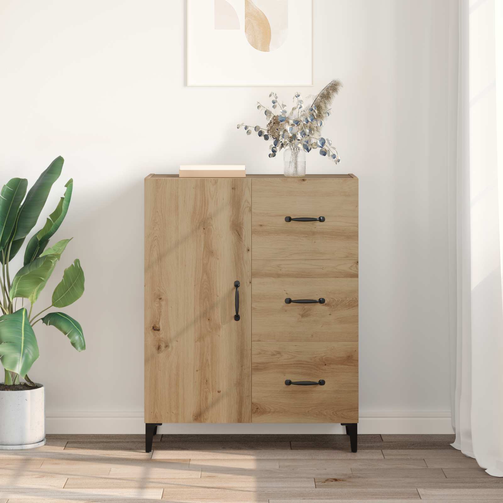 Dressoir met lade Artisan Eiken 69,5 x 34 x 90 cm Bewerkt hout is nu te koop bij PeponiXL, paradijselijk wonen!