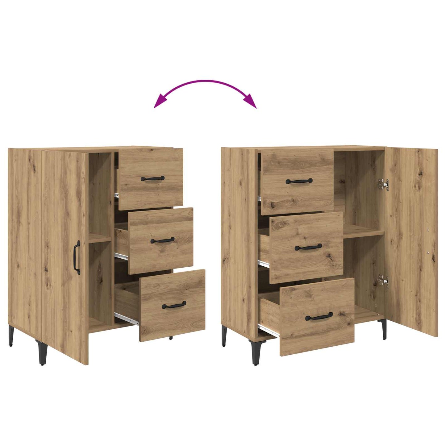 Dressoir met lade Artisan Eiken 69,5 x 34 x 90 cm Bewerkt hout is nu te koop bij PeponiXL, paradijselijk wonen!